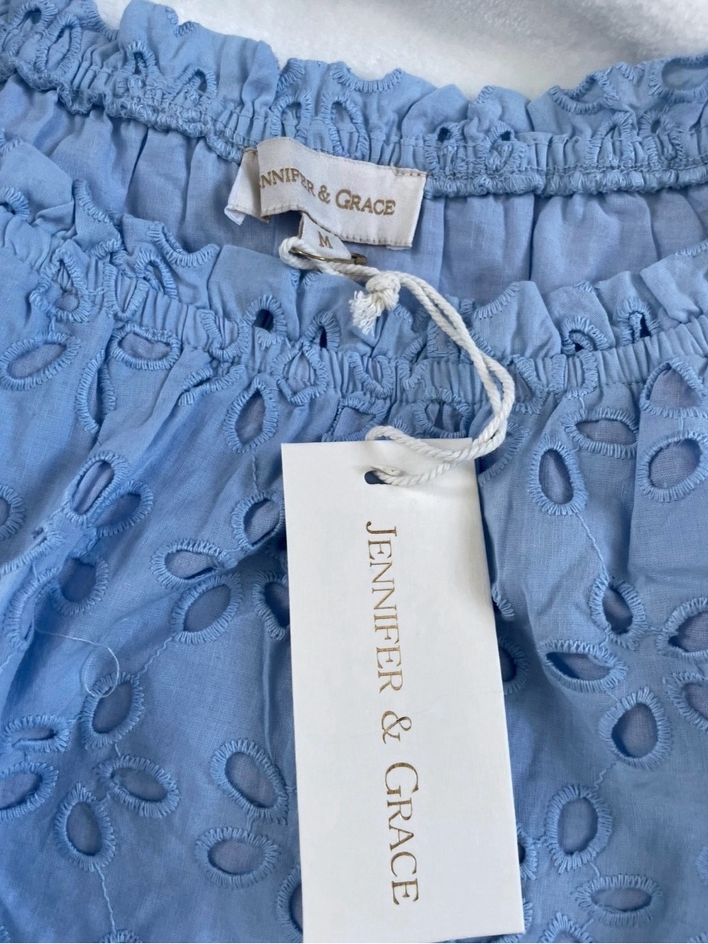 NWT Jennifer & Grace Blue Eyelet Lace Maxi Skirt and Top Set - Picture 3 of 5
